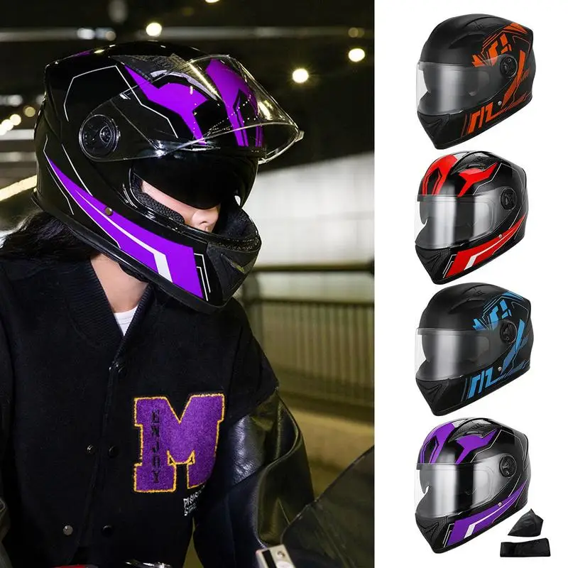 

Motorcycle Helmets Anti-Fog Head Gear Neck Scarf Sunshade Uv Protector Winter Warm Double Visor Helmet for Motorbike scooter