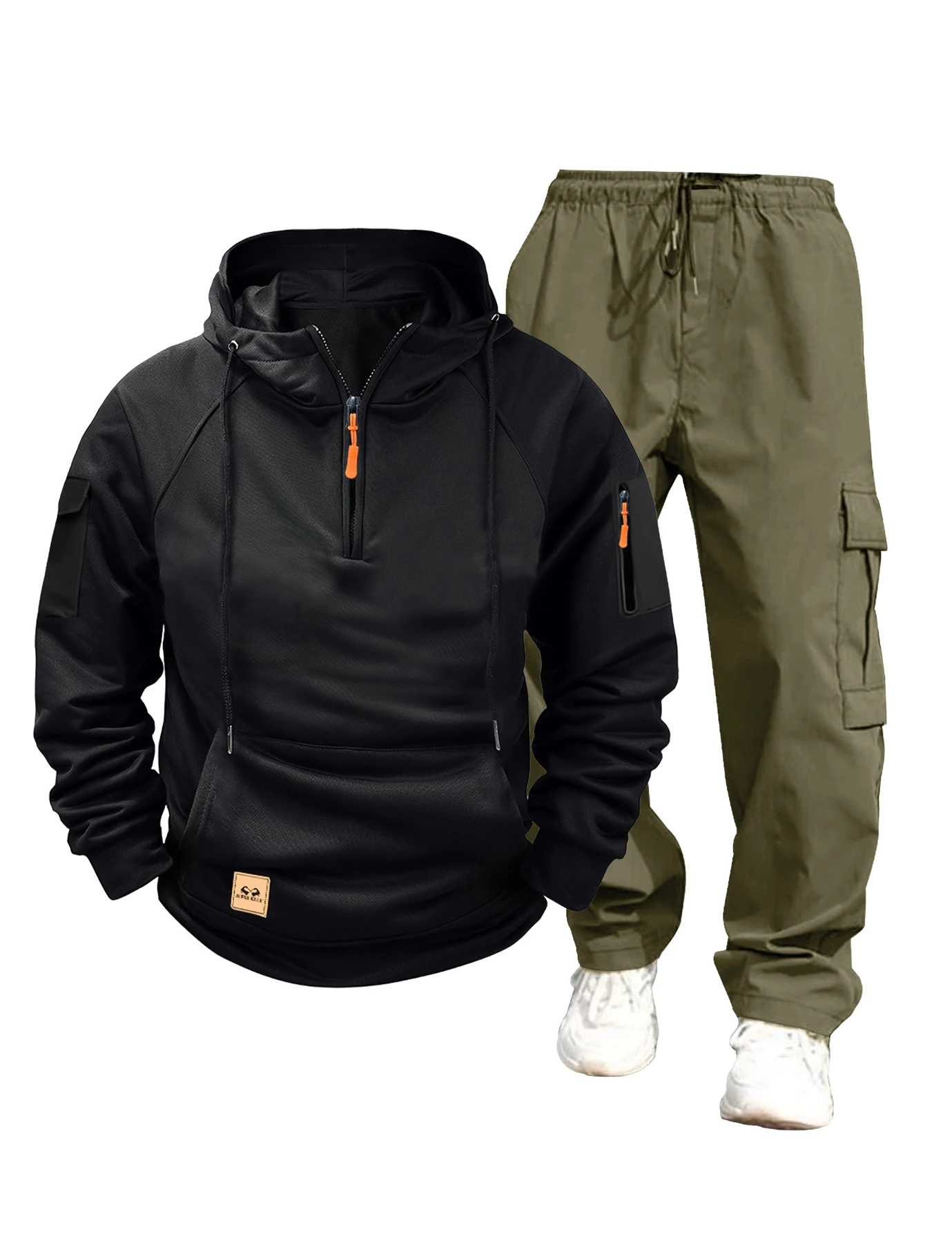 طقم ملابس رياضية للرجال، ملابس رياضية عصرية، هوديي نسائي + بنطلون طقم مكون من قطعتين، ملابس رياضية كاجوال للجري، سراويل عمل