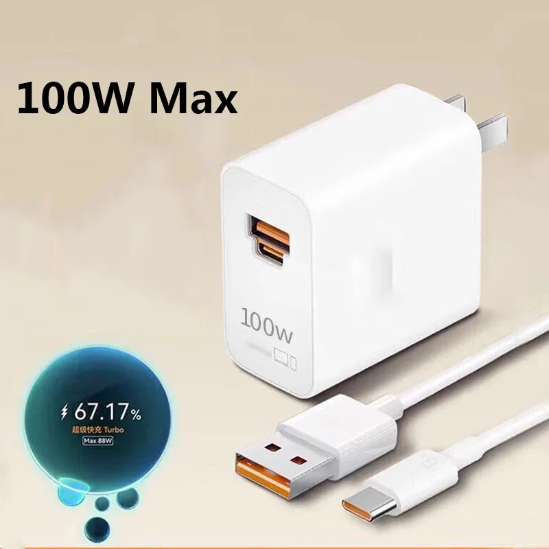 HUAWEI Nova 13 12 11 10 Pro 100W EU/US Super Fast Charger USB A/C 2 Ports Wall Adapter 6A Type C Cab
