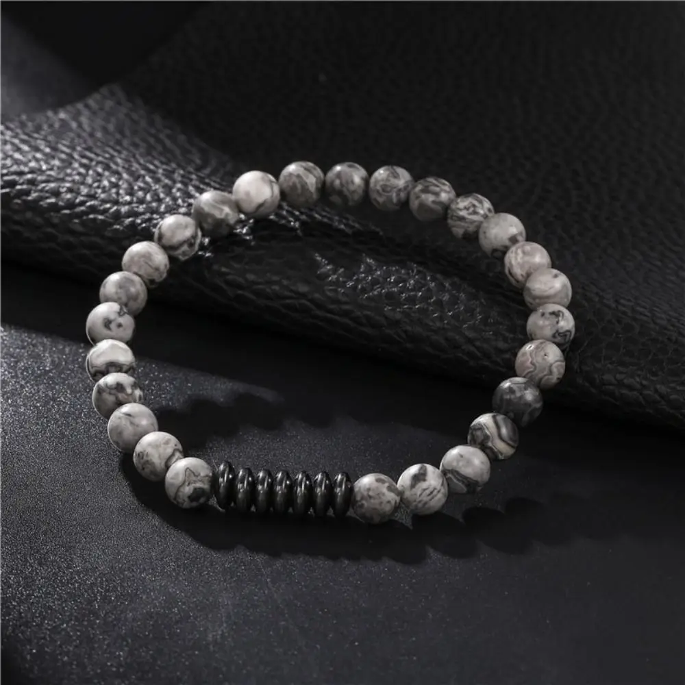 Fashion Square Volcanic Stone Bracelet Stone Woven Matte Black Glass Beads Bracelet Matte Square Geometric