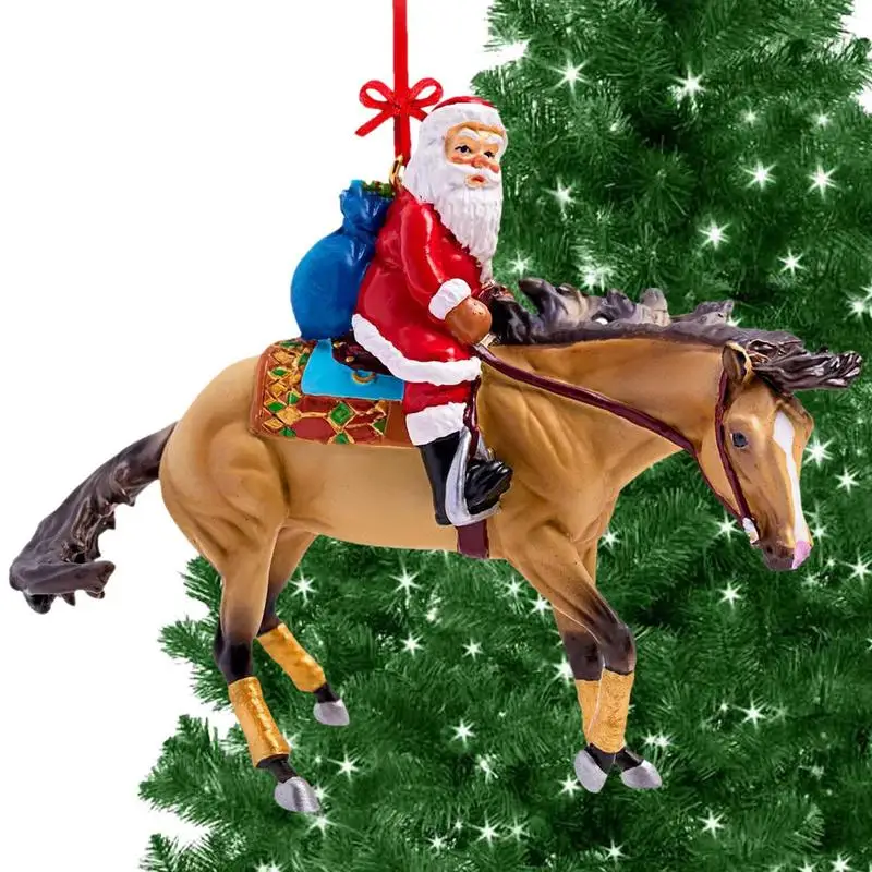 Adornos de caballo acrílico para decoración de Navidad, colgantes de árbol, 2D figuritas de caballo, accesorios de fiesta temática, toopers para pastel