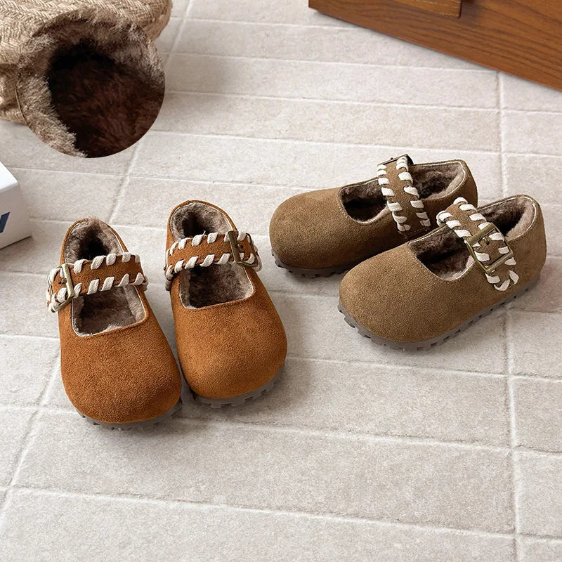 

Осень-зима 2022, новые детские повседневные туфли на плоской подошве для девочек, модные нескользящие универсальные теплые сабо в корейском стиле с мягкой подошвой в стиле ретро