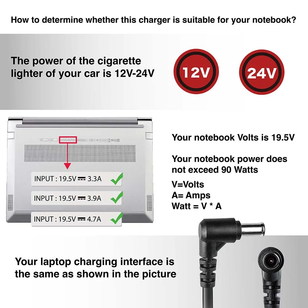 Imagem -02 - Adaptador de Carregador de Carro Portátil com Usb Qc3.0 Compatível para Sony Vaio Notebook Svf Pcg Sve Svs Vgc Bgn Voc Série 195v 47a 90w
