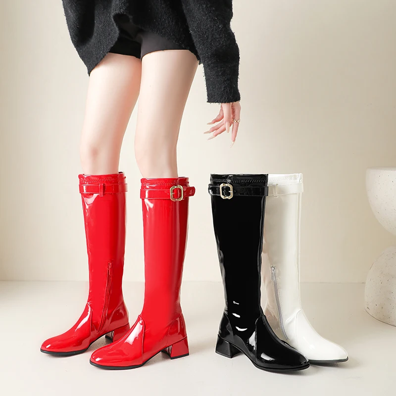 Knee High Women's Boots High Heels Designer Shoes Fashion Chunky Winter High Boots 2026 New Luxury Pumps Femme Chelsea Boots