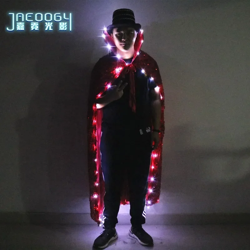 Light up Cape Adult Nightclub Magician Show Stage Performance Wear LED Fancy Cosplay Anime Clothes 2026