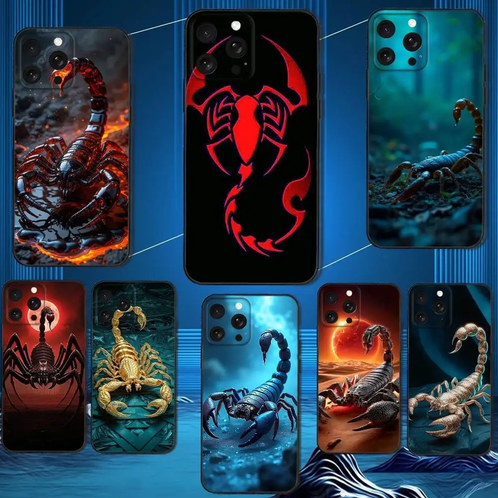 

A-Art Scorpion A-AnimalS Phone Case For iPhone 16,15,14,13,12,11 Plus,Pro Max,XS,X,XR,SE,Mini,8,7,Soft Silicone Black Cover