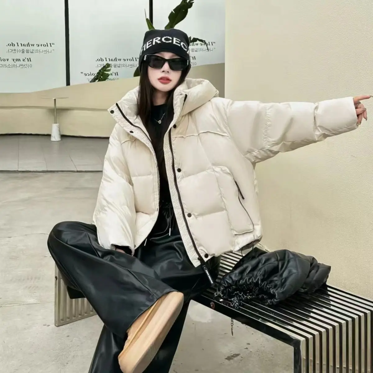 Chaqueta de plumón de invierno para mujer europea 90 plumón de pato blanco chaqueta informal a prueba de viento para ir al trabajo