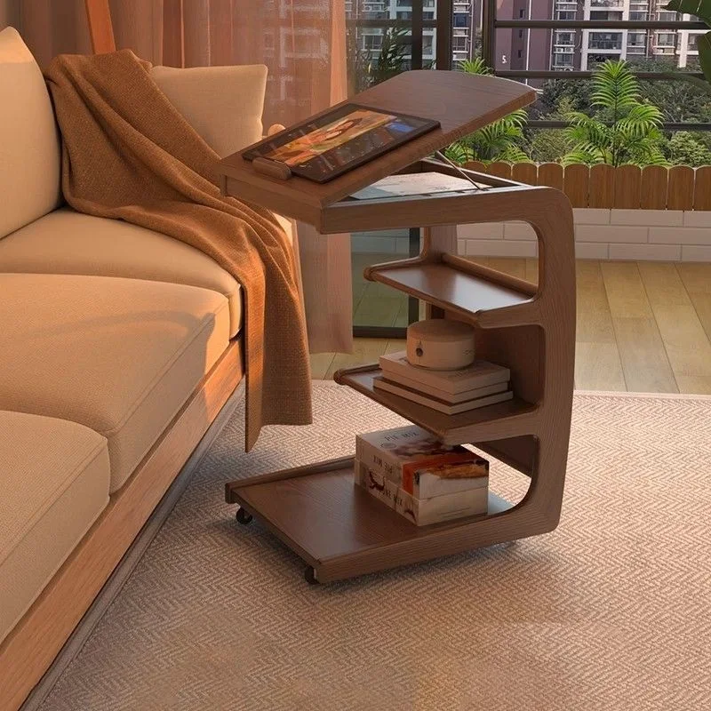 

Movable bedside table simple sofa side table, living room, household small coffee table, bedroom bedside rack