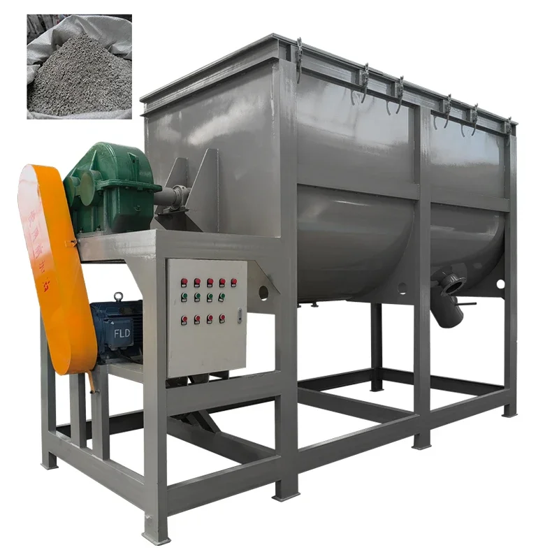 2 Ton Horizontal Screw Mixer, Granule & Powder Mixing Machine for Fertilizer Compost Mixing and Bagging