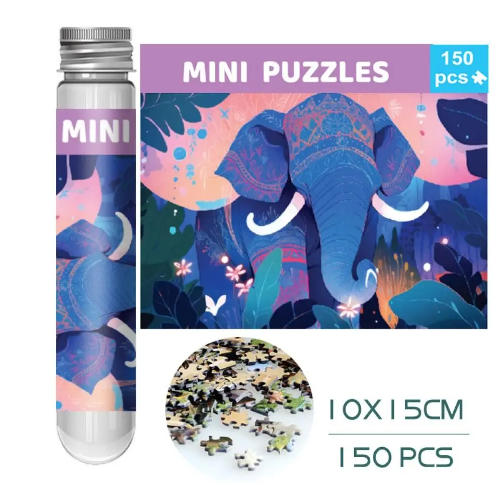 150 sztuk/zestaw Mini probówka Puzzle przenośne wykwintne malarstwo olejne krajobrazy układanka wyraźne wzory kreatywna gra logiczna prezent