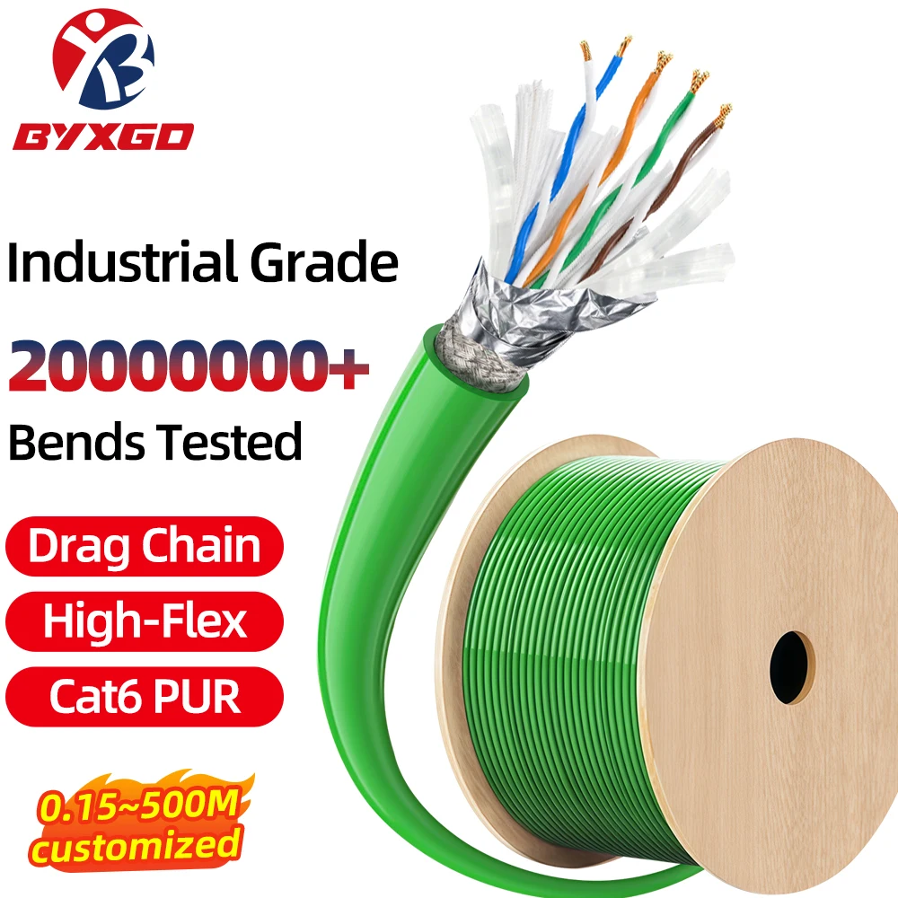 cabo-ethernet-industrial-byxgd-cat6-cat5e-s-ftp-de-alta-flexibilidade-para-corrente-de-arraste-cabo-pur-com-dupla-blindagem-para-automacao-de-plc-e-braco-robotico