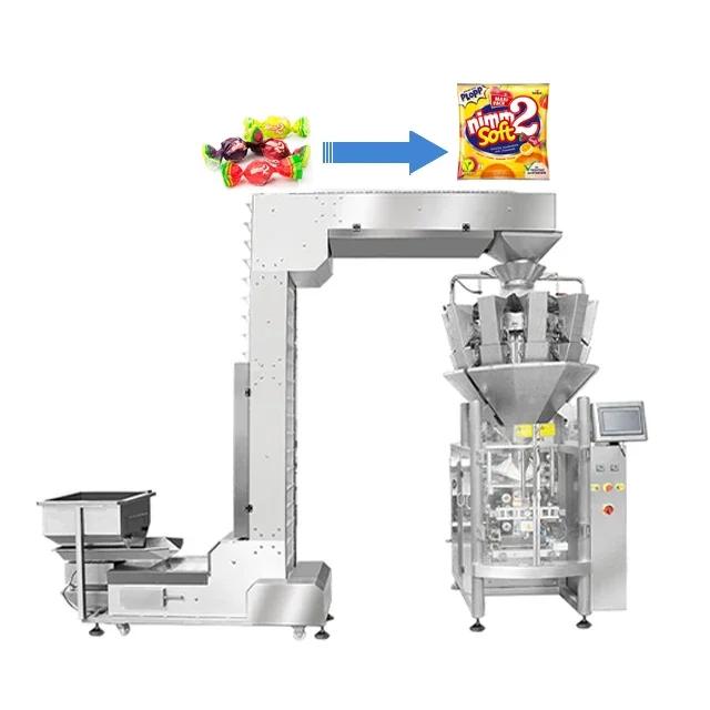 High Speed Candy Popcorn Cheese Ball Pellet Snack Automatic Weighing Vertical Packaging Machine