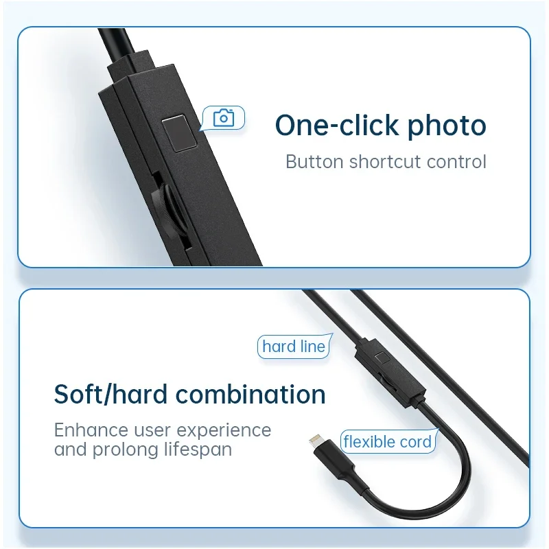 Imagem -03 - Câmera Endoscópica de 5.5 mm para Iphone Conexão com Ios Inspeção de Carro Boroscópio de Esgoto Hd720p Ip68 Fio Macio Duro 5m