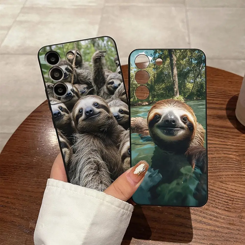 Cute Sloth Animals Phone Case For S23 Samsung S24 Ultra S22 S20 Fe S21 Plus Galaxy A54 A34 A24 A53 M54 Note 20 Cover