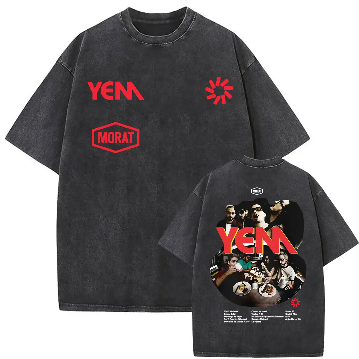 Band Morat Yem Album Print Vintage Washed T-Shirt für Herren und Damen, Harajuku Hip Hop Gothic T-Shirts, Sommer-Tops, Lockeres T-Shirt, Streetwear – Detail 20