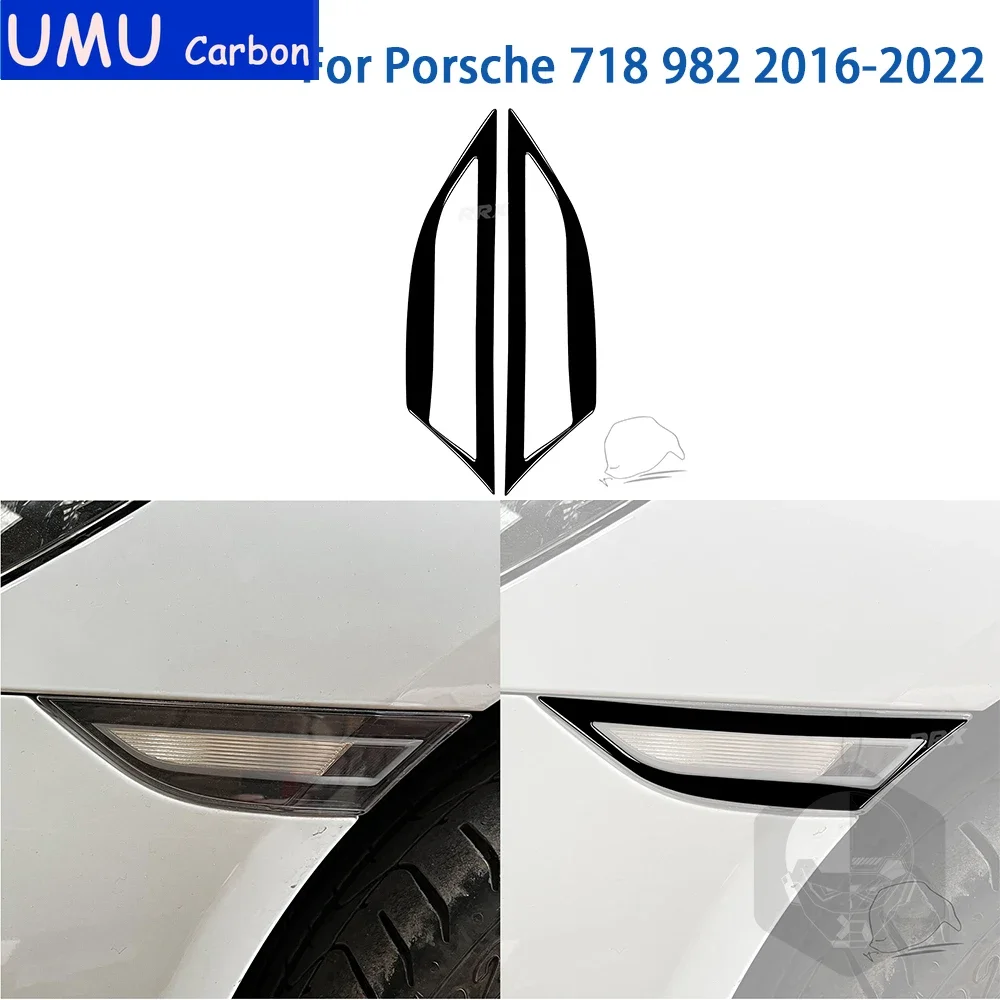 

For Porsche Boxster Cayman 718 982 2016-2022 Accessories Car Interior Turn Signal Frame Trim Sticker Gloss Black Plastic