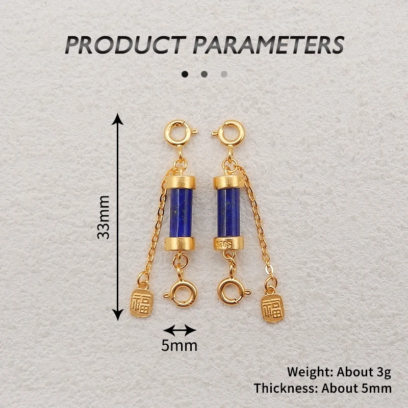 1Pair Silver Gold Plated Natural High Quality Lapis Lazuli Gemstone Earring Beads, Jewelry DIY Making Accessories