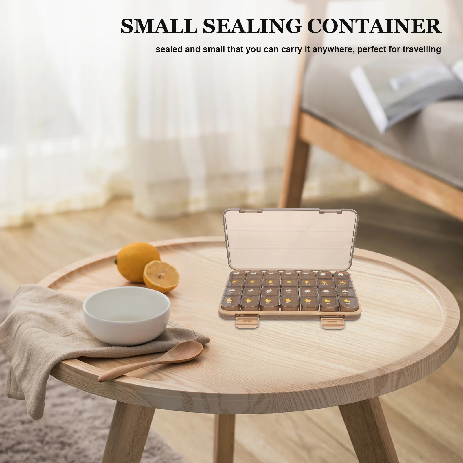 منظم أدوية محمول، حاوية صغيرة قابلة للغلق للسفر، حقيبة يومية متينة وخفيفة الوزن وصغيرة الحجم وسهلة الحمل #4