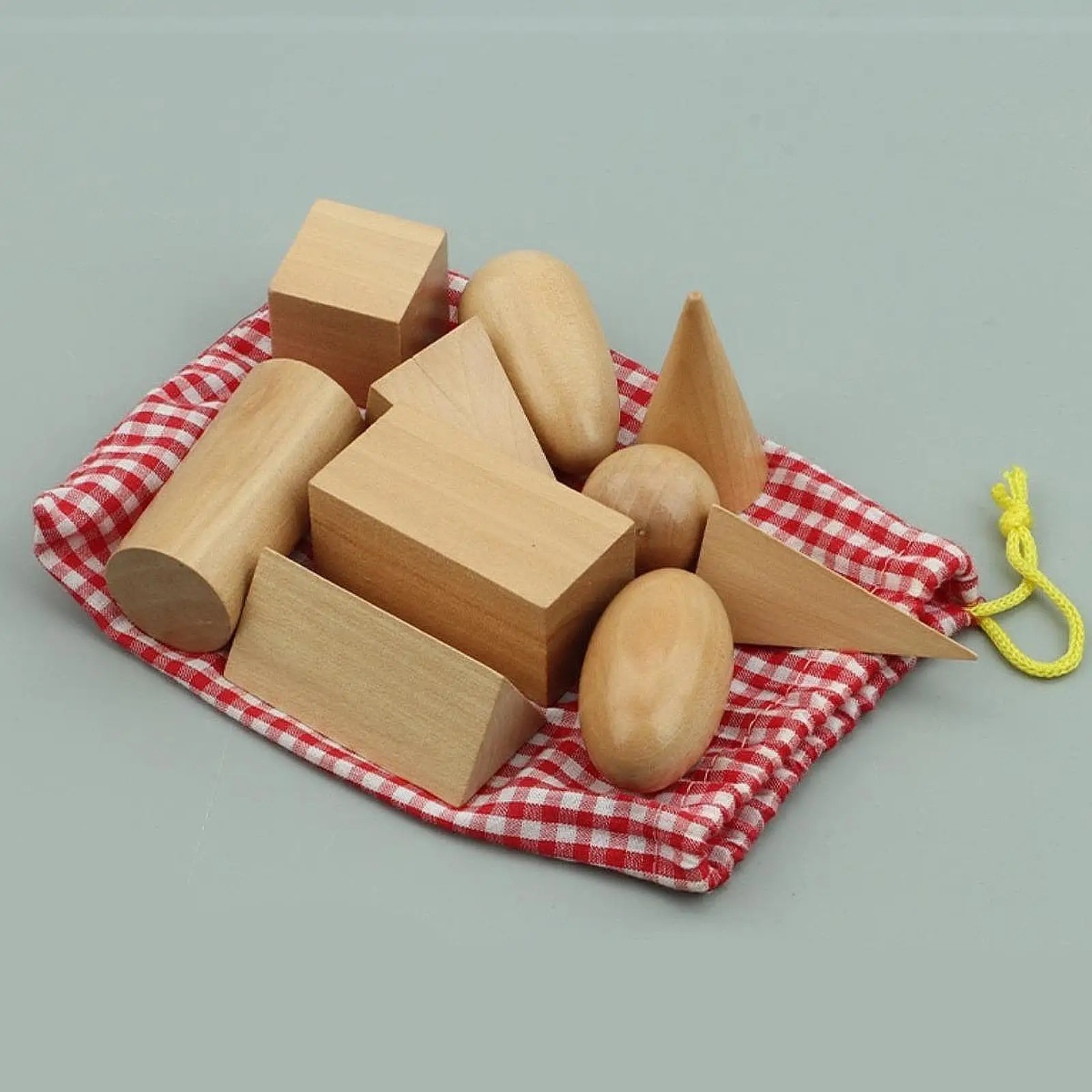 

10Pcs Wooden Geometric Solids Educational Fine Motor Skills Pattern Blocks for