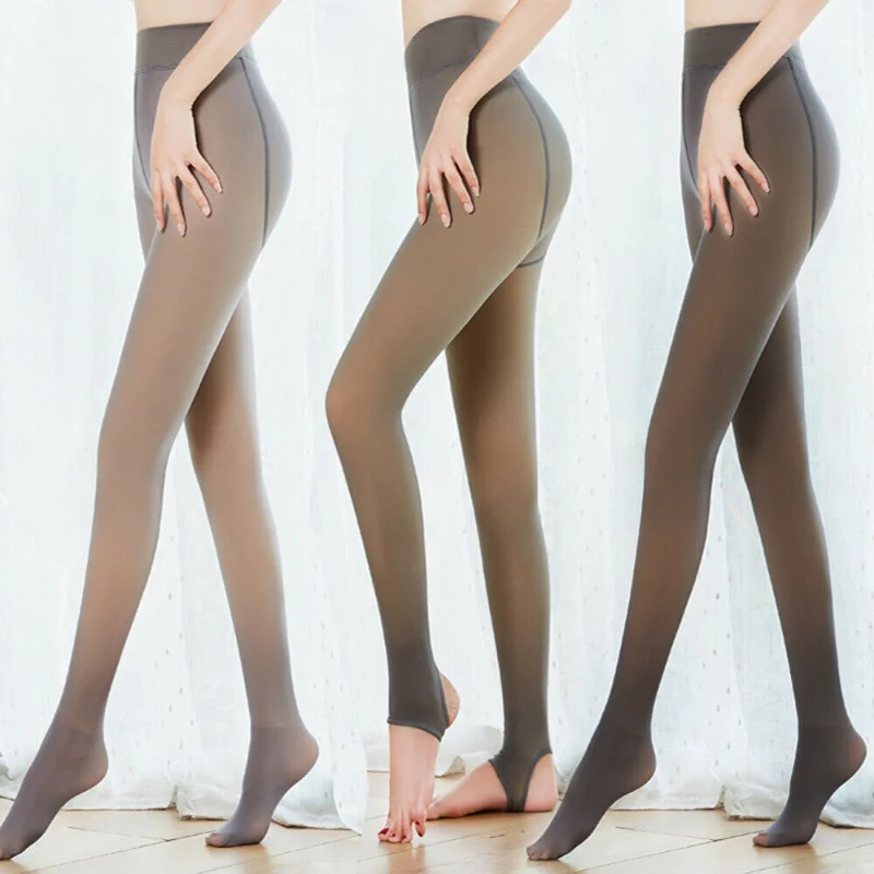 Women Winter Warm Leggings Translucent Pantyhose Fleece Tights Ladies Thermal Wool Sock Pants Elastic Sexy High Waist Stockings