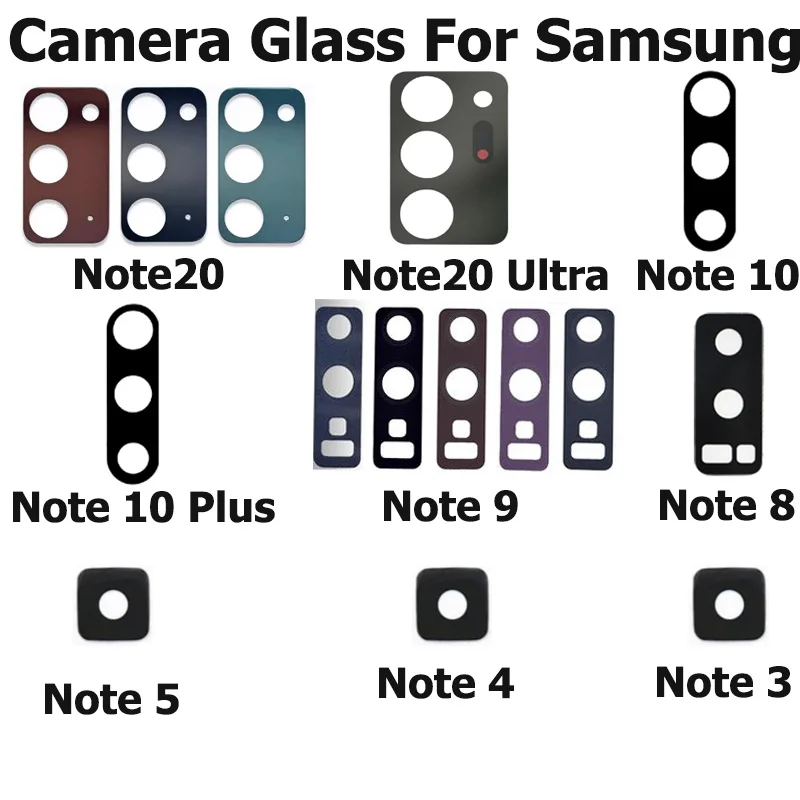 Back Camera Glass Lens With Sticker For Samsung Galaxy Note 20 10 9 8 5 4 3 Plus Lite Ultra