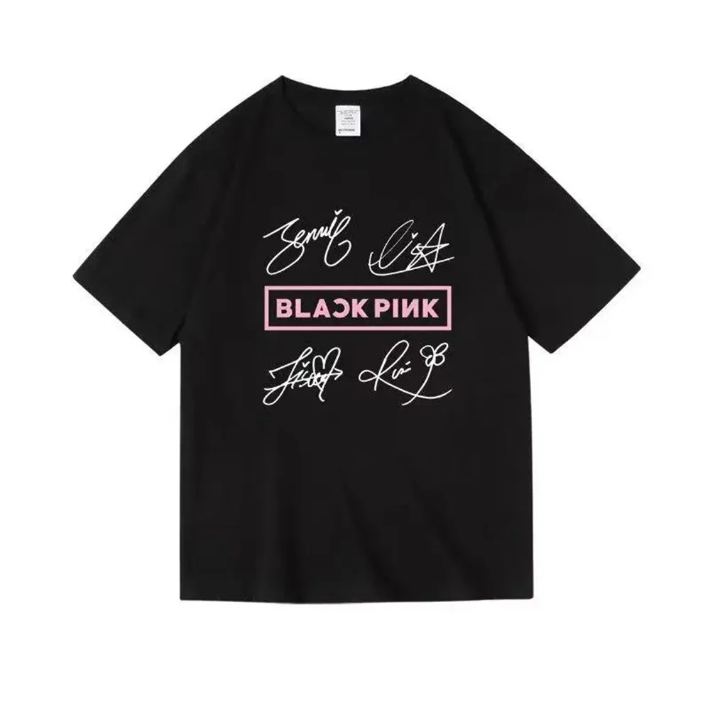 The New Cotton Simplicity Printing Femme Tshirts Men Women Black Pink Kpop Short Sleeve Casual Fashion Tees Tops Clothing Summer