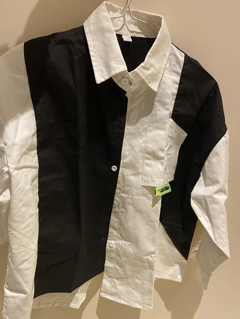 Nero bianco Patchwork Cool Shirt bambini ragazzi vestiti sciolti sfilata di moda Streetwear autunno primavera bambini top camicie adolescenti