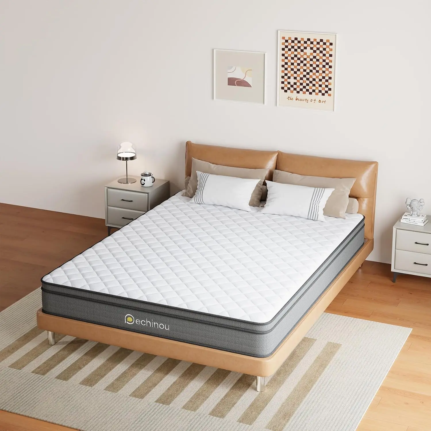 Matelas jumeau 8 pouces, taille jumelle, mémoire de forme et ressort en gel, matelas hybride souple dans une boîte pour instituts de pression, support optimiste moyen