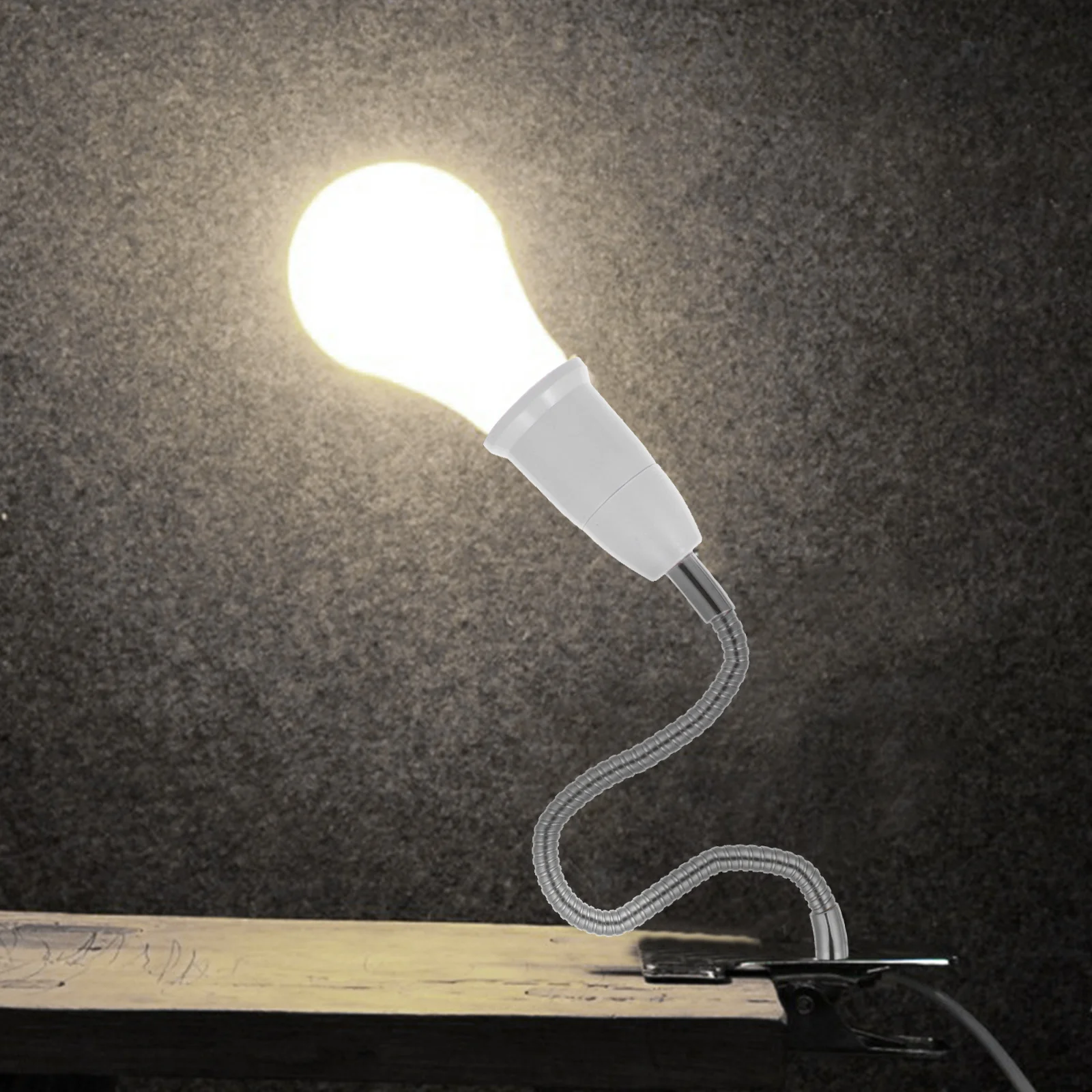 

2Pcs E14 to E27 Bendable Lamp Holder Extension Socket Extender Adaptor 29.5cm Flexible Light Socket for Directional Floods