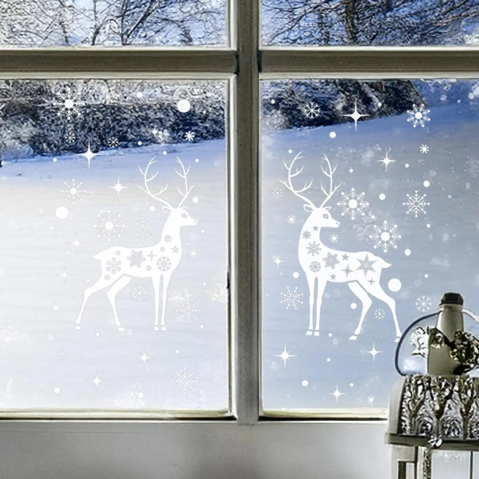 2x Christmas Window Stickers Christmas Decoration for Window Glass Display