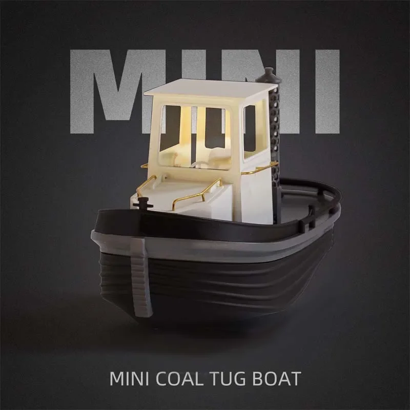 1/18 RC Mini Tugboat Model Kit 3D Printed Mini Coal Tugboat Model DIY Handmade Remote Control Ship Model Toy Collection