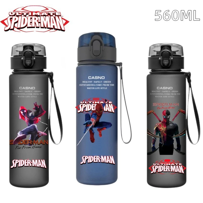 

560ML Marvel Spiderman Water Cup Large Capacity Anime Cartoon Portable Plastic Water Bottles Drinking Cup Student Holiday Gifts