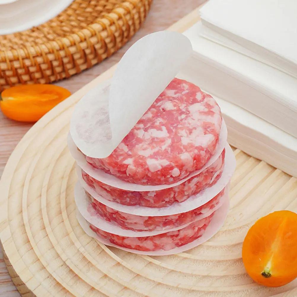 100Pcs Hamburger Patty Papers 11Cm Round Food Grade Nonstick Patty Liners for Smash Burgers Meat Patties Freezing Candy Wrapping