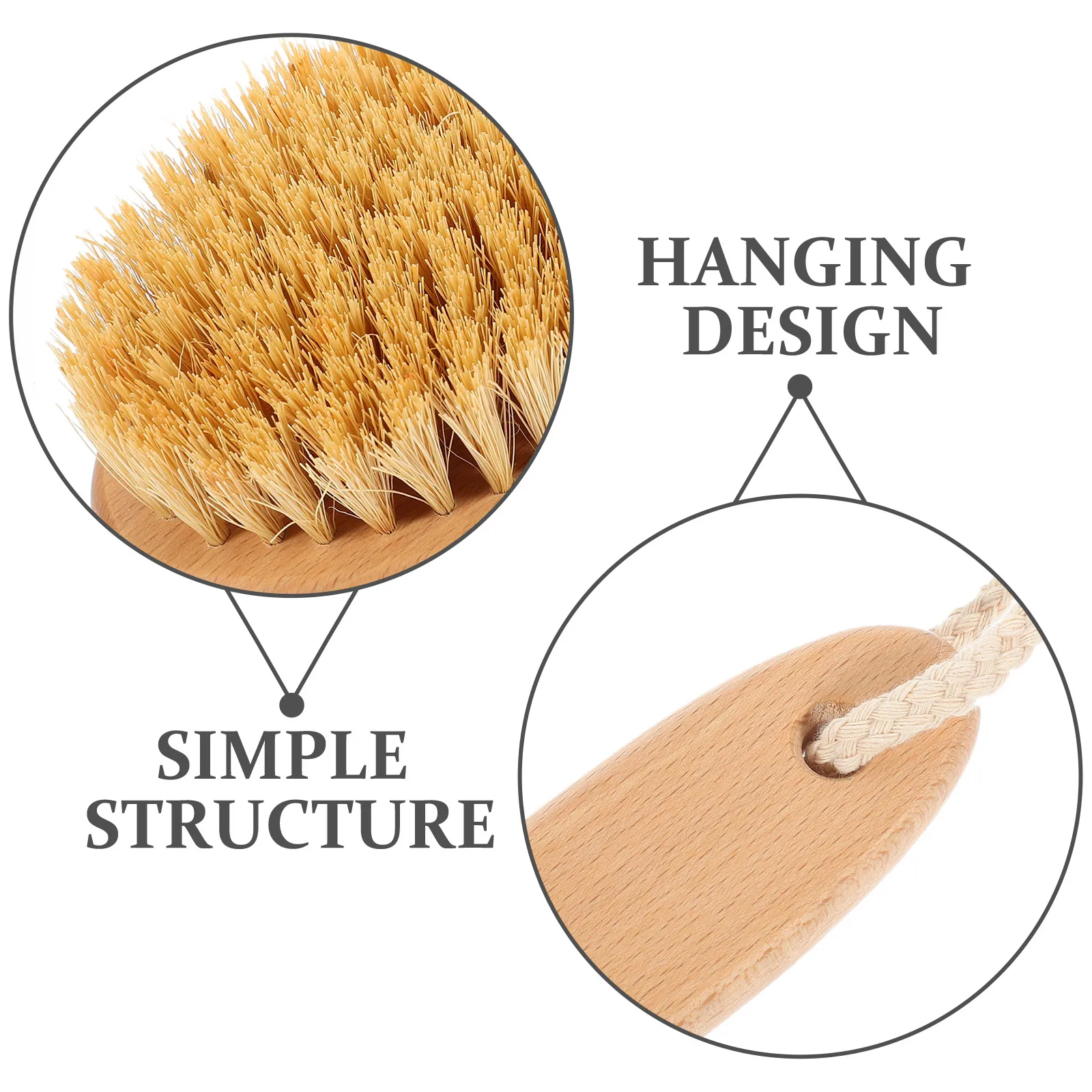 

Bath Brush Long Handle Wooden Body Scrubber For Shower Back Cleaning Sisal Bristle Exfoliating Tool Portable Durable