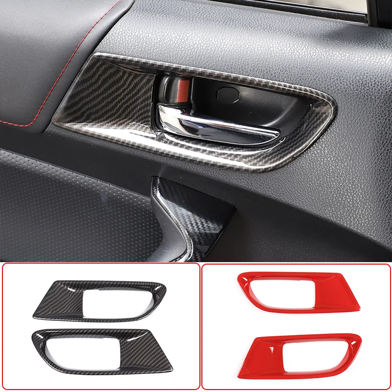 2 Pcs ABS Carbon Fiber/Red Car Door Inner Door Handle Bowl Decorative stickers for Subaru BRZ/Toyota 86 2012-20 Car Accessories