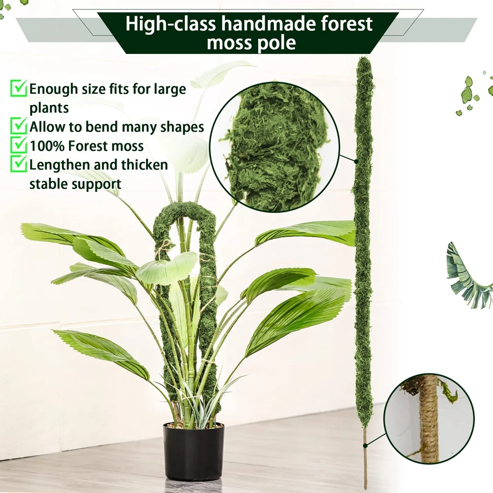 Wholesale Moss Pole Bendable Plant Stakes Handmade Slim Monstera Plant Support Moss Plant Sticks Support for Large Indoor Potted