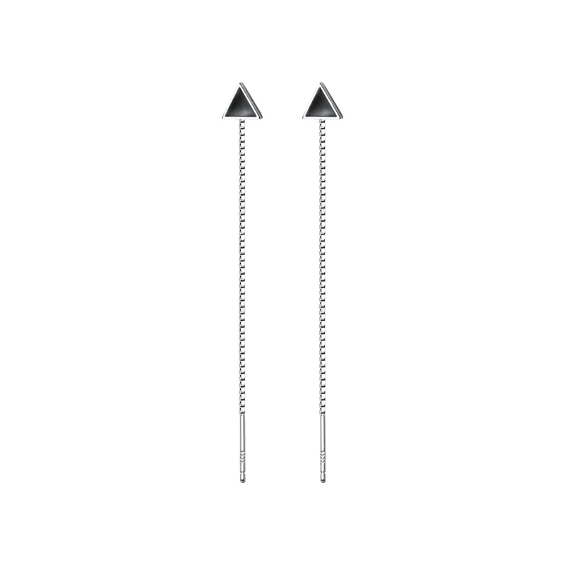 Modian Long Chain Tassel Enamel Triangle Dangle Earrings For Women Real 925 Sterling Silver Fashion Drop Ear Elegant Jewelry