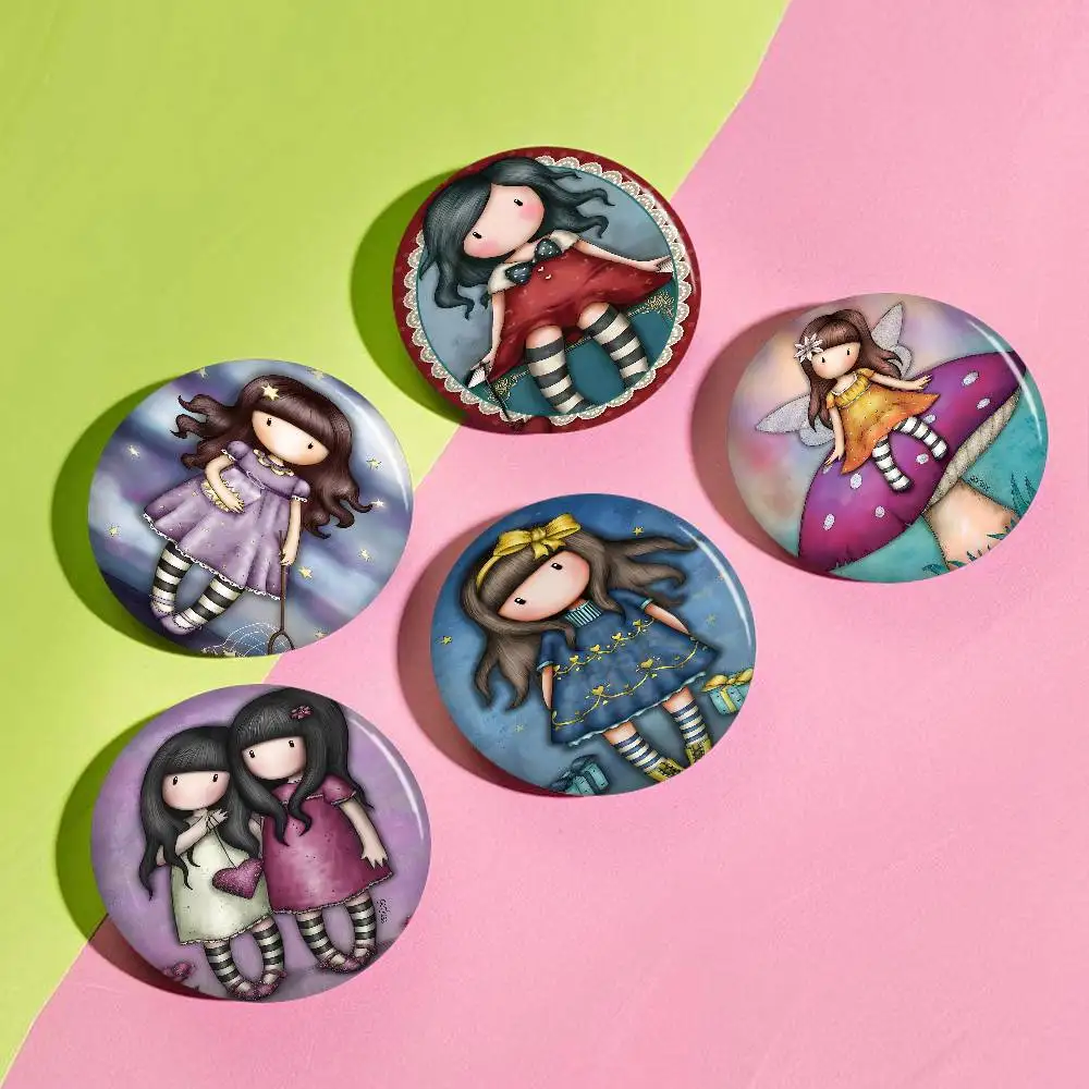 S-Santoro G-Gorjuss Cute Cartoon Creative Tinplate Soft Button Pins Animal Icon Brooch Lapel Backpack Badge Accessories Pin