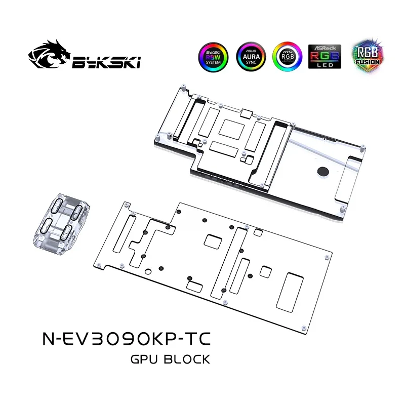 Bykski N-EV3090KP-TC GPU Block for  EVGA RTX3090 Kingpin Hybrid Backplane / Full Cover Water Cooling Video Card Copper Radiator