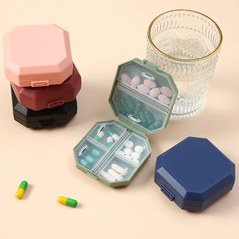 Mini Portable Pill Organizer 6 Grid Compartment Travel Pillbox Nordic Style Dispenser Medicine Boxes Dispensing Medical Kit