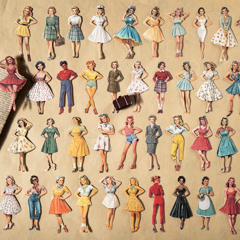 25 blätter/beutel Retro Mädchen Aufkleber Pack Kunst Dekorative Hand Konto Scrapbooking Liefert Büro Schreibwaren Box Aufkleber Desktop
