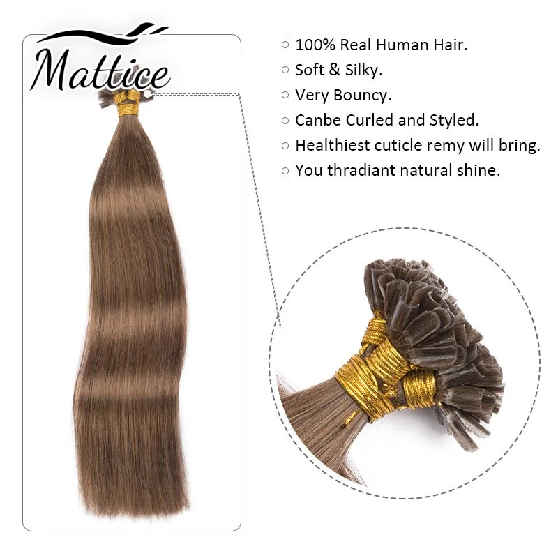 U Tip Human Hair Extensions Remy Fusion Hair Extension Keratin Glue Nail Bond Capsule Natural Straight Human Hair Extensions