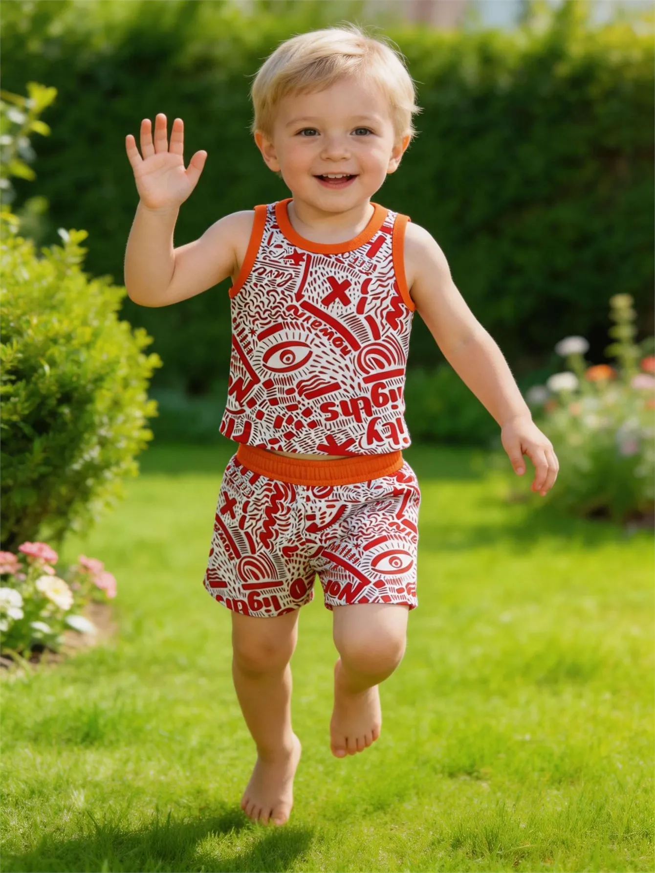Baby vest and shorts set, summer children's sports and leisure two-piece set, breathable, sweat absorbing, quick drying fabric
