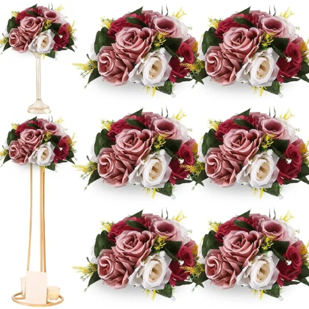 6 uds bolas de flores centros de mesa de rosas de boda arreglo de bolas de besos de flores de seda ramo de flores de hortensia Artificial Fau
