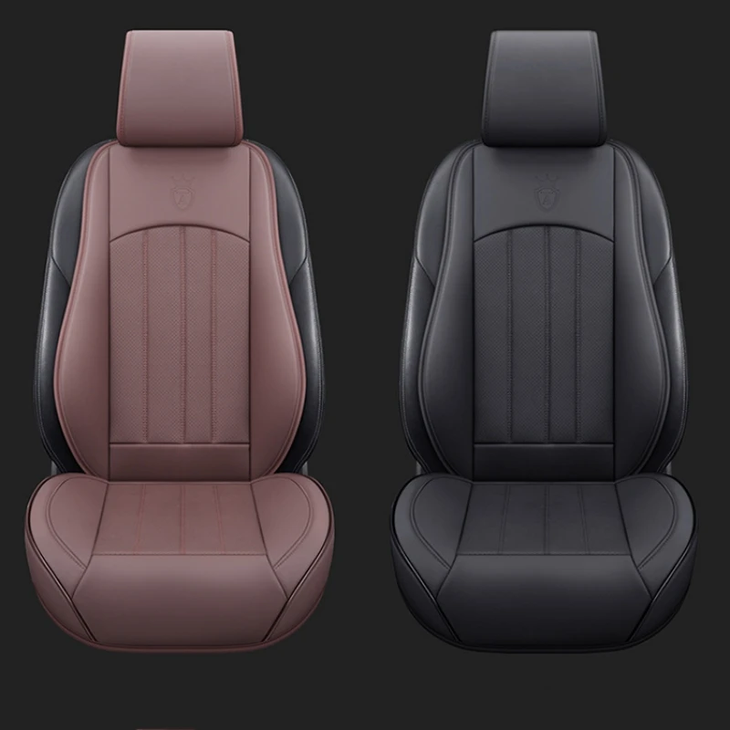 Breathable Driver\'s Front Seat Cover Luxury Leather Seat Protector Mat All Seasons Car Back Support Seat Cushion Headgear Cover