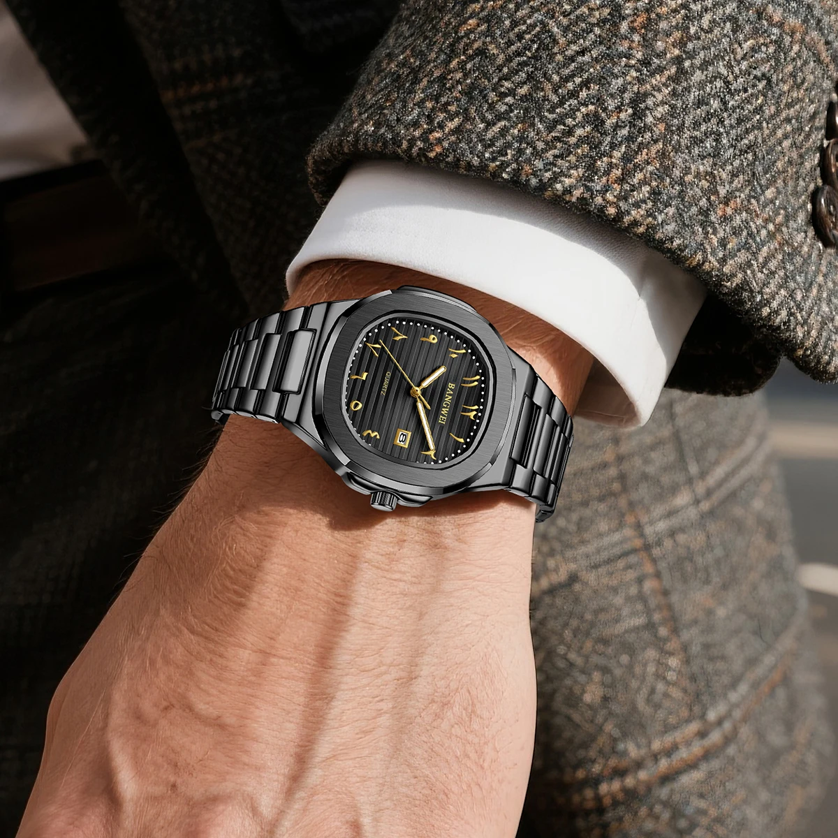 BANGWEI ساعات رجالية الفولاذ المقاوم للصدأ الفاخرة رجل الأعمال ساعة مضيئة مقاوم للماء ساعة التقويم كوارتز ساعة يد رجالي reloj