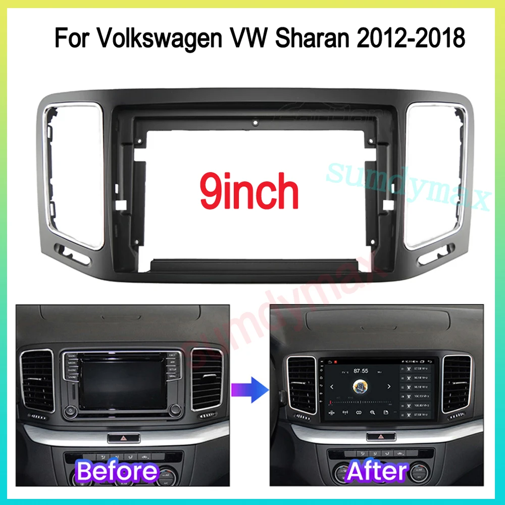 10.1 Inch Car Radio Fascia Frame Adapter Android Stereo Dashboard Kit Face Plate For Volkswagen Sharan 2012 - 2018