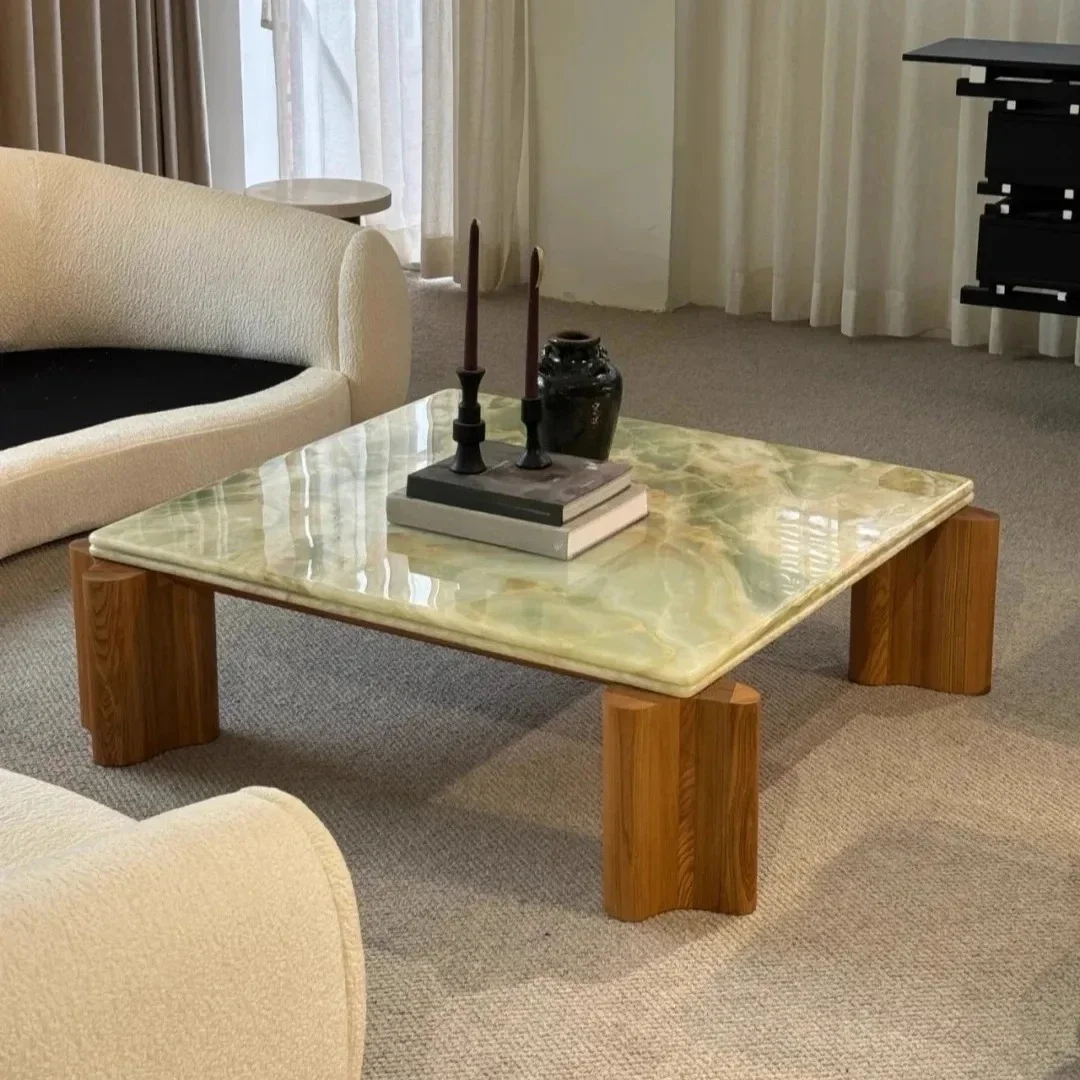 

Квадратный стол HN из мрамора цвета селадон и массива дерева, скандинавский минималистичный дизайн, устойчивый к царапинам и термическим воздействиям, ручная работа, возможность индивидуального заказа