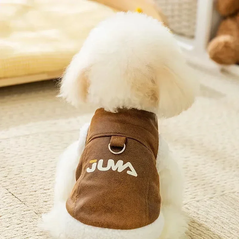 Suede Traction Vest for Dogs and Cats, Thick Cotton-Padded Vests, Pet Clothing, Can Be Drawn Buckle, Cool, New, Autumn, Winter