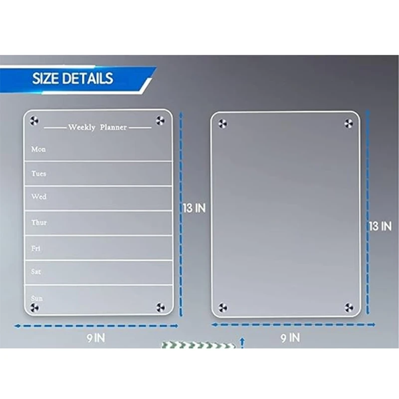 1 Satz magnetischer Acryl kalender wöchentliche monatliche Mahlzeit Planer Blatt für die Planung von Acryl